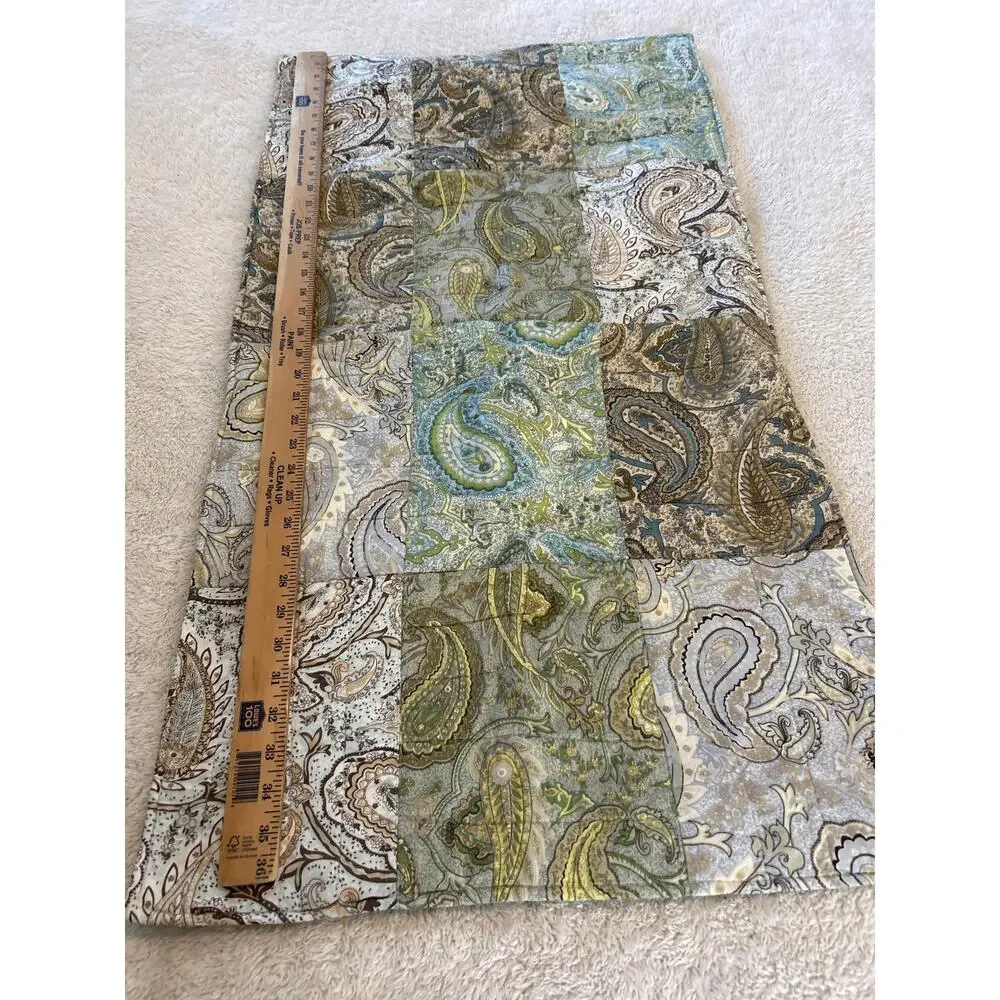 King Pillow Sham Blue Green Patchwork Paisley Cottagecore